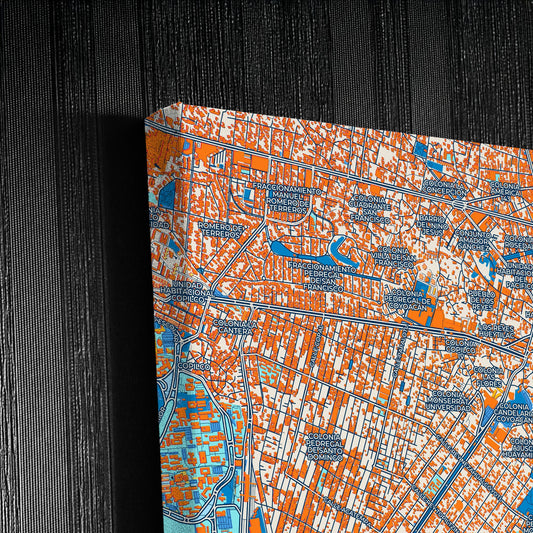 Mexico City Mexico Colorful City Map Canvas Print Detail