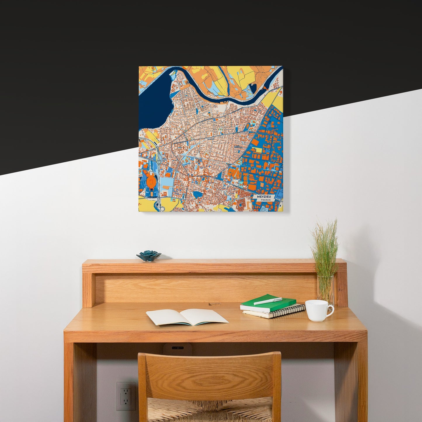 Meyzieu France Colorful City Map Canvas Print Scene