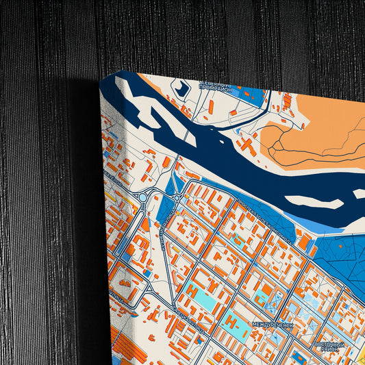 Междуреченск Russia Colorful City Map Canvas Print Detail
