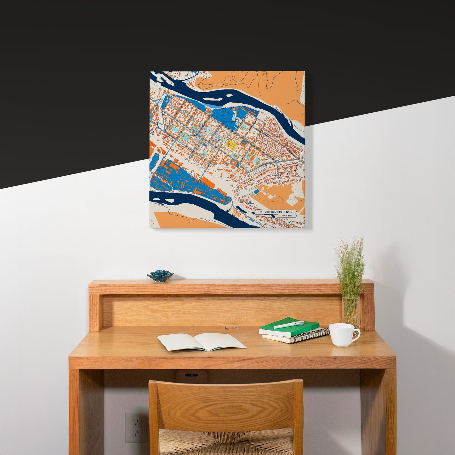 Междуреченск Russia Colorful City Map Canvas Print Scene