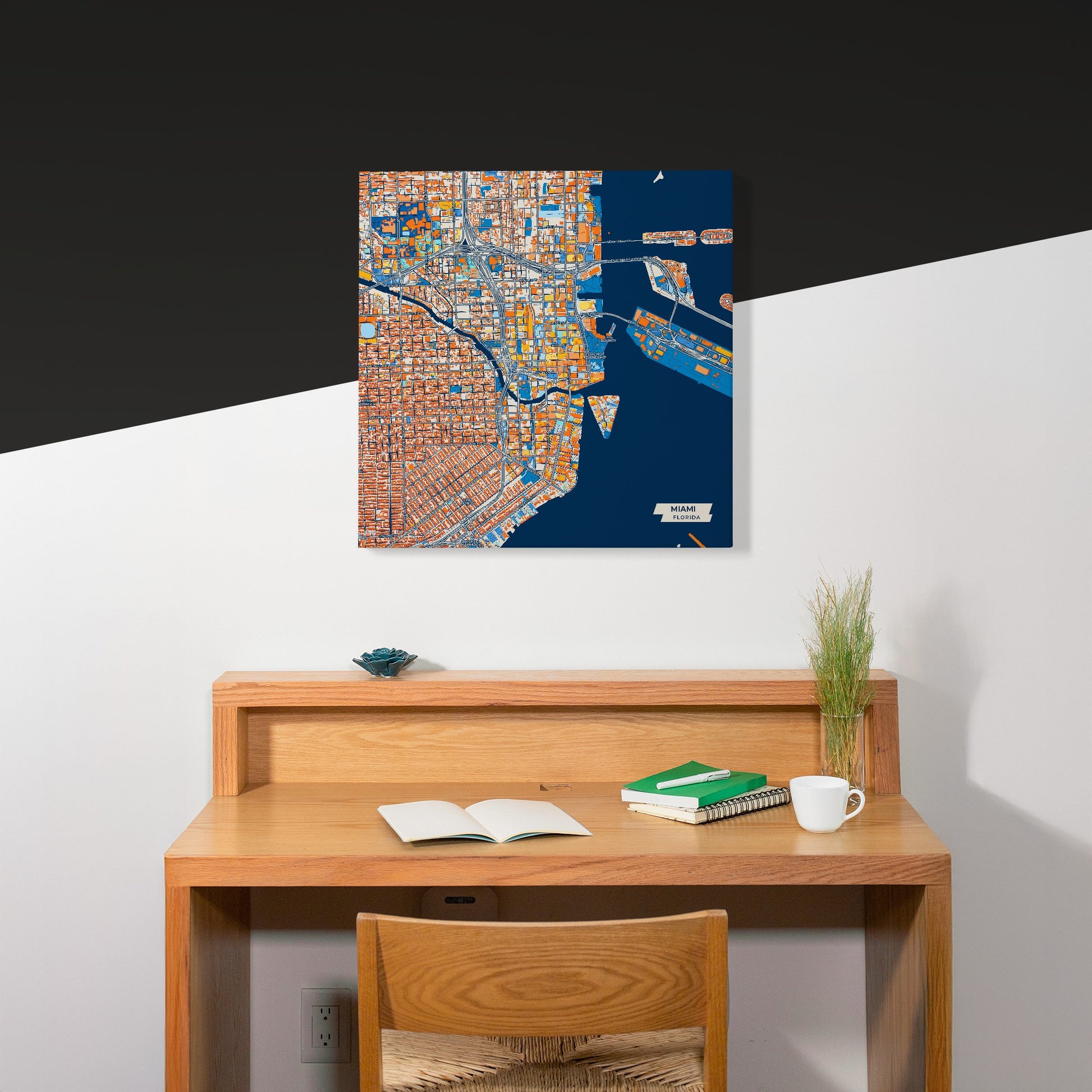 Miami Florida Colorful City Map Canvas Print Scene