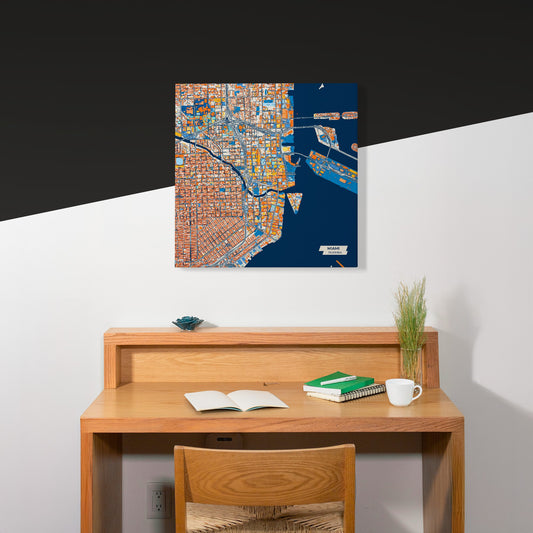 Miami Florida Colorful City Map Canvas Print Scene