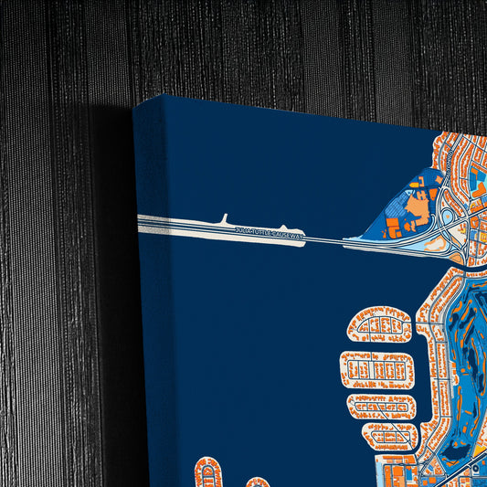 Miami Beach Florida Colorful City Map Canvas Print Detail