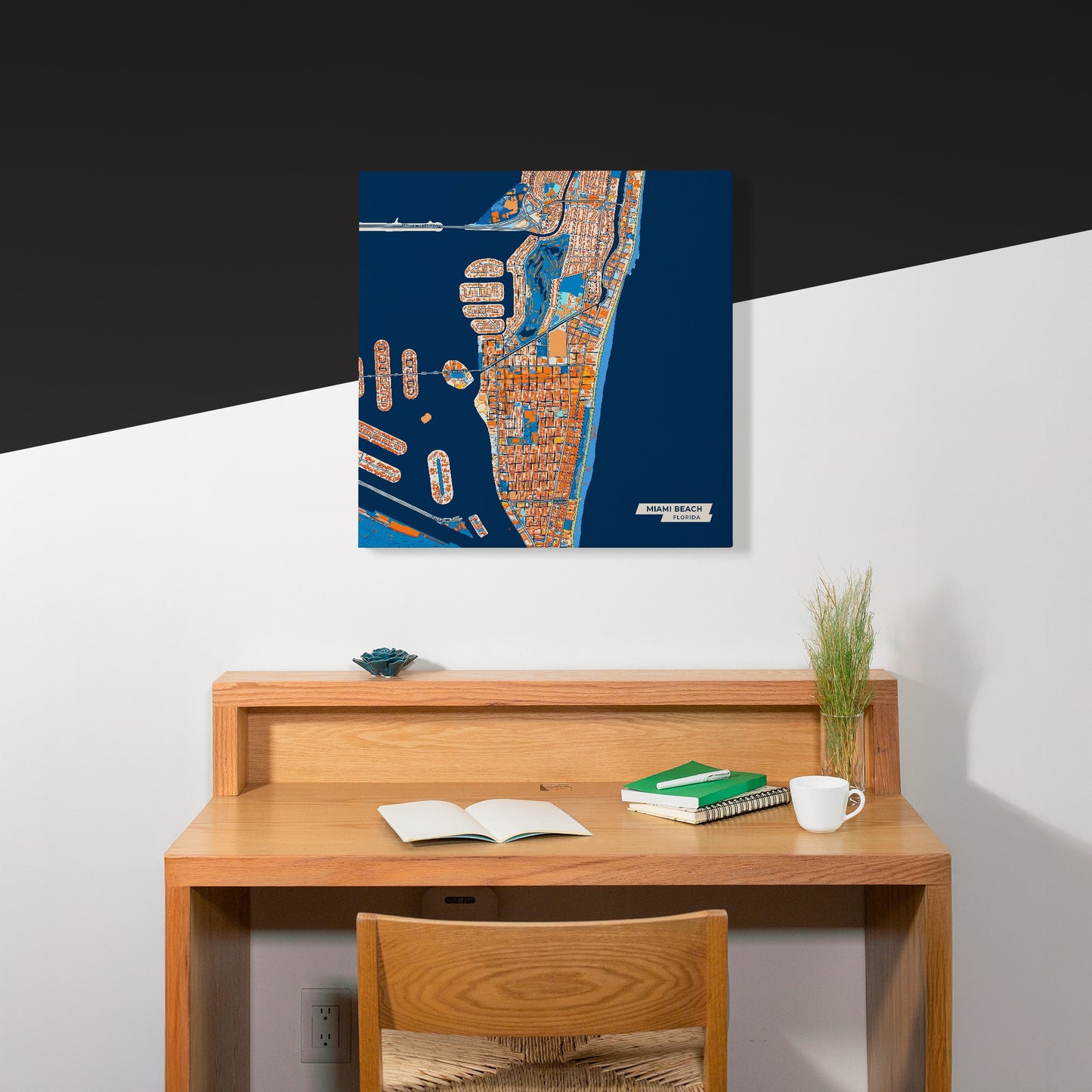 Miami Beach Florida Colorful City Map Canvas Print Scene