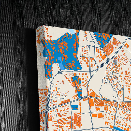 Mianyang China Colorful City Map Canvas Print Detail