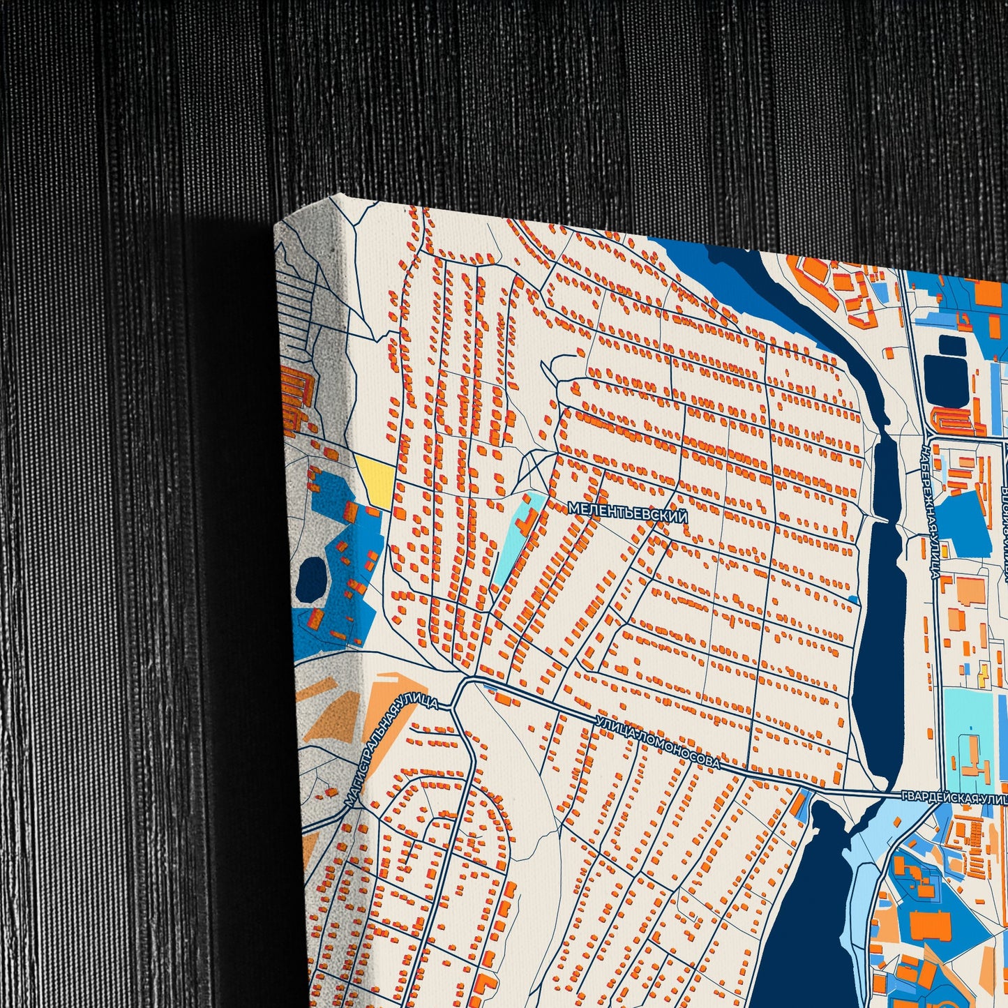 Миасский Russia Colorful City Map Canvas Print Detail