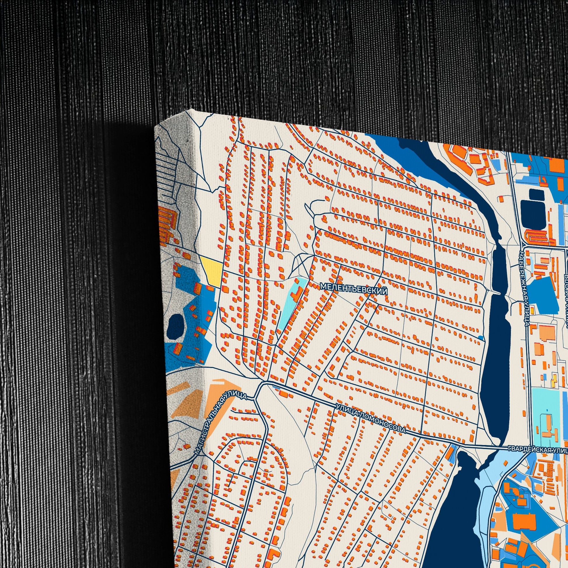 Миасский Russia Colorful City Map Canvas Print Detail