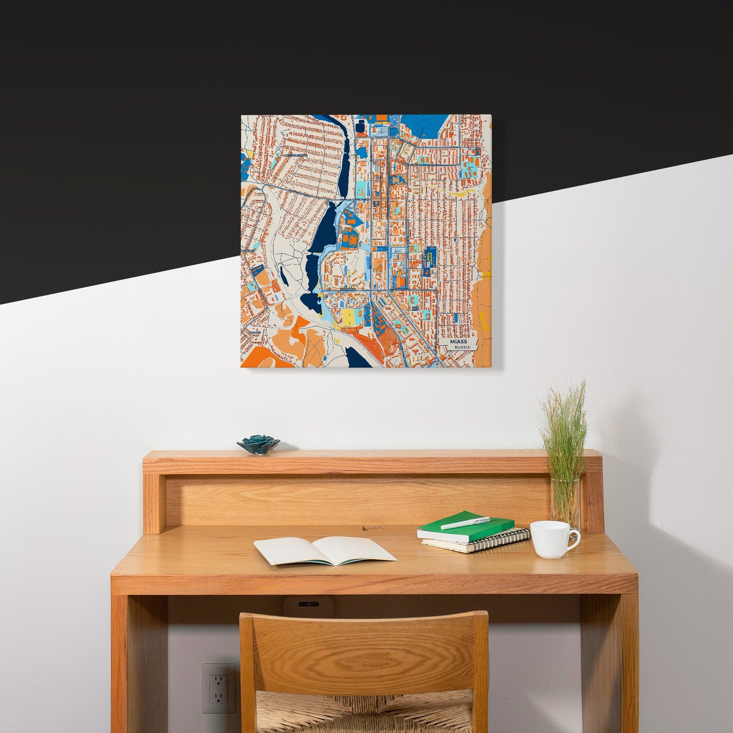 Миасский Russia Colorful City Map Canvas Print Scene