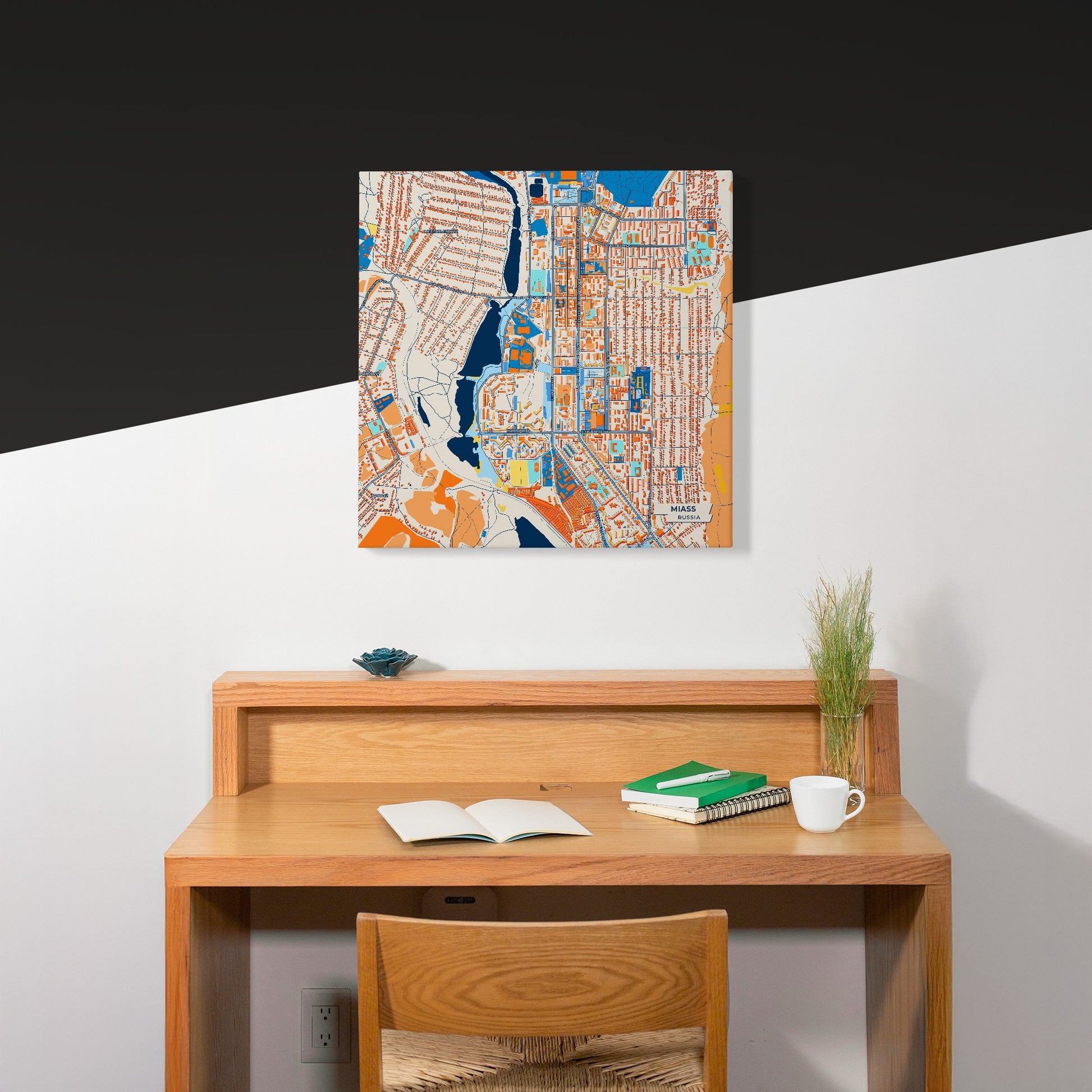 Миасский Russia Colorful City Map Canvas Print Scene