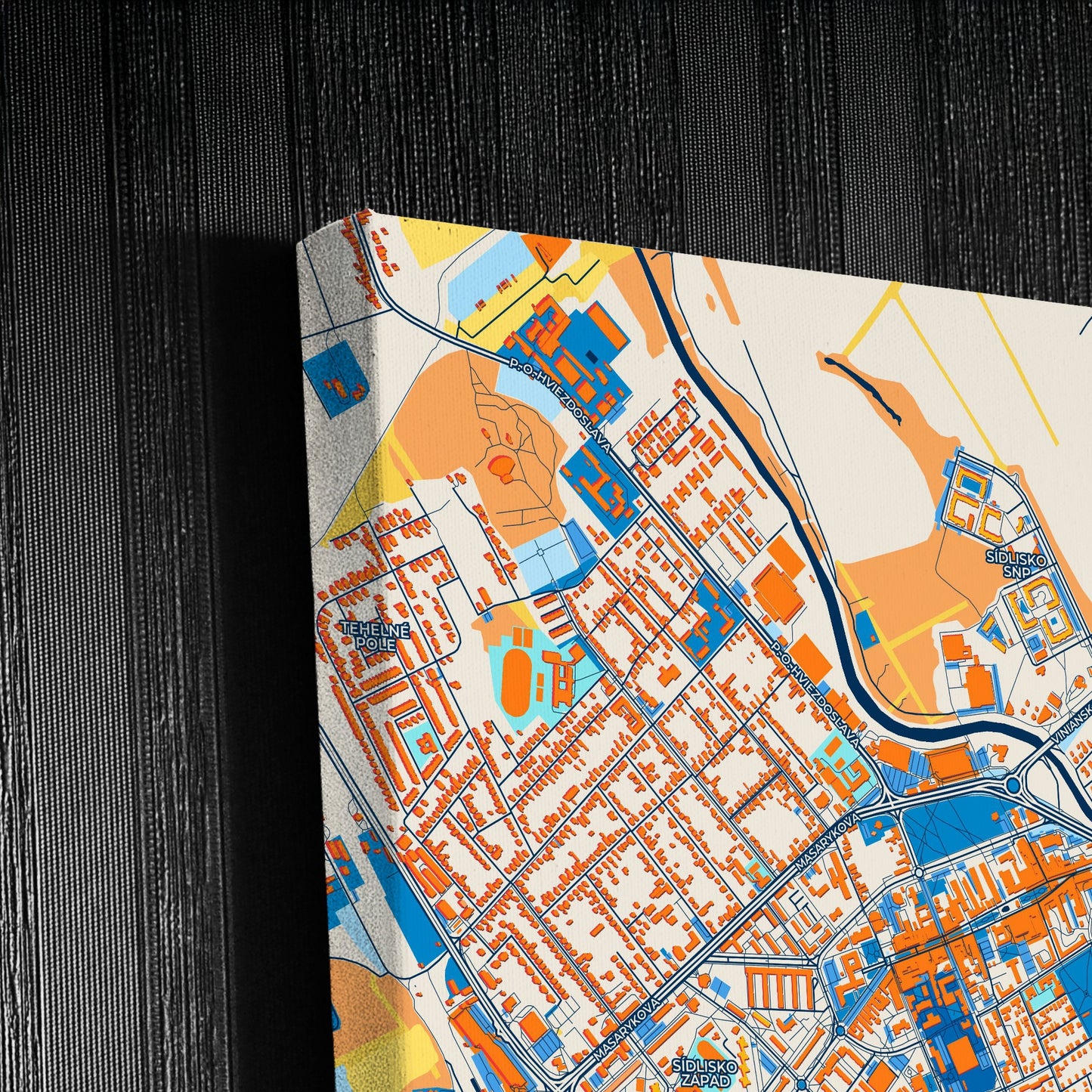 Michalovce Slovakia Colorful City Map Canvas Print Detail