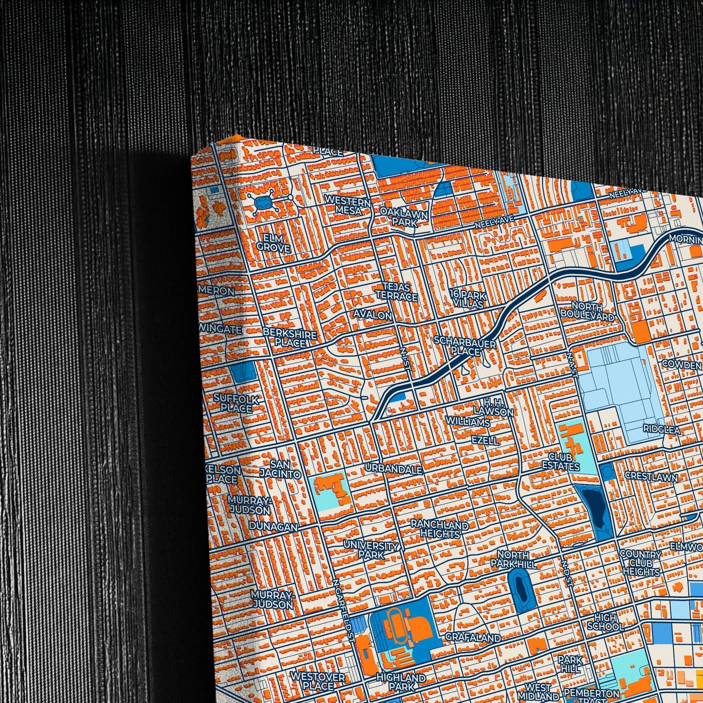 Midland Texas Colorful City Map Canvas Print Detail