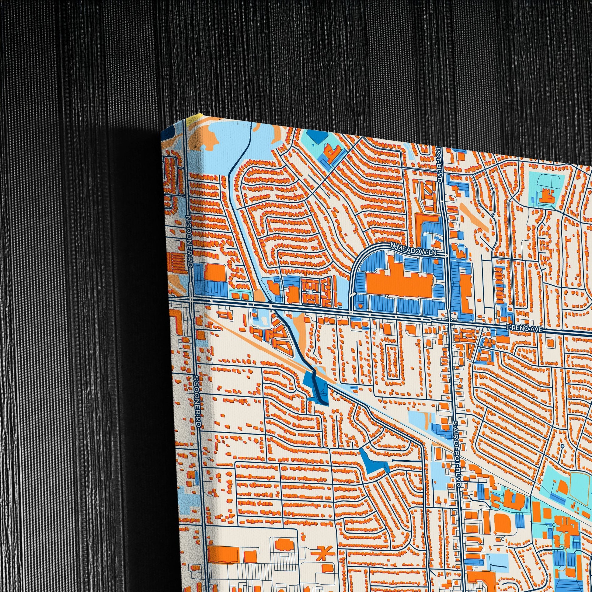 Midwest City Oklahoma Colorful City Map Canvas Print Detail