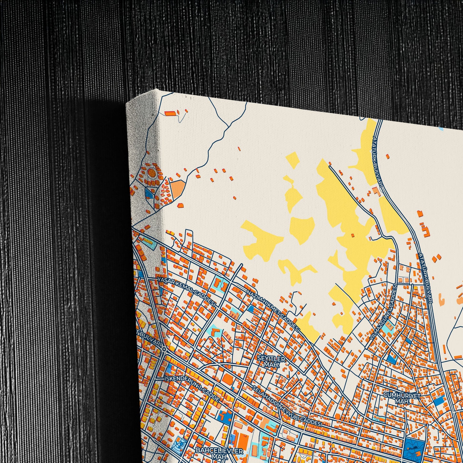 Mi̇dyat Turkey Colorful City Map Canvas Print Detail