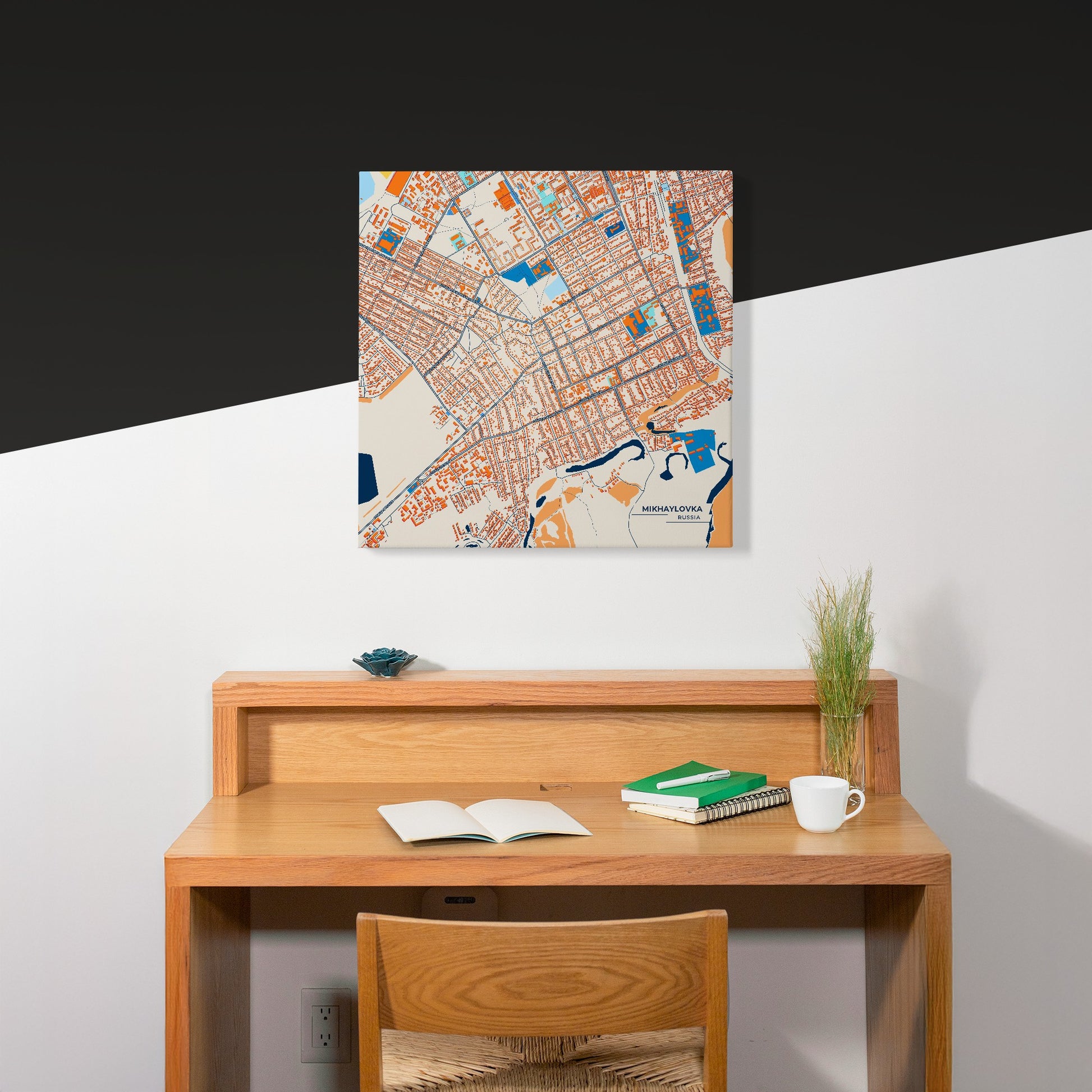 Михайловка Russia Colorful City Map Canvas Print Scene