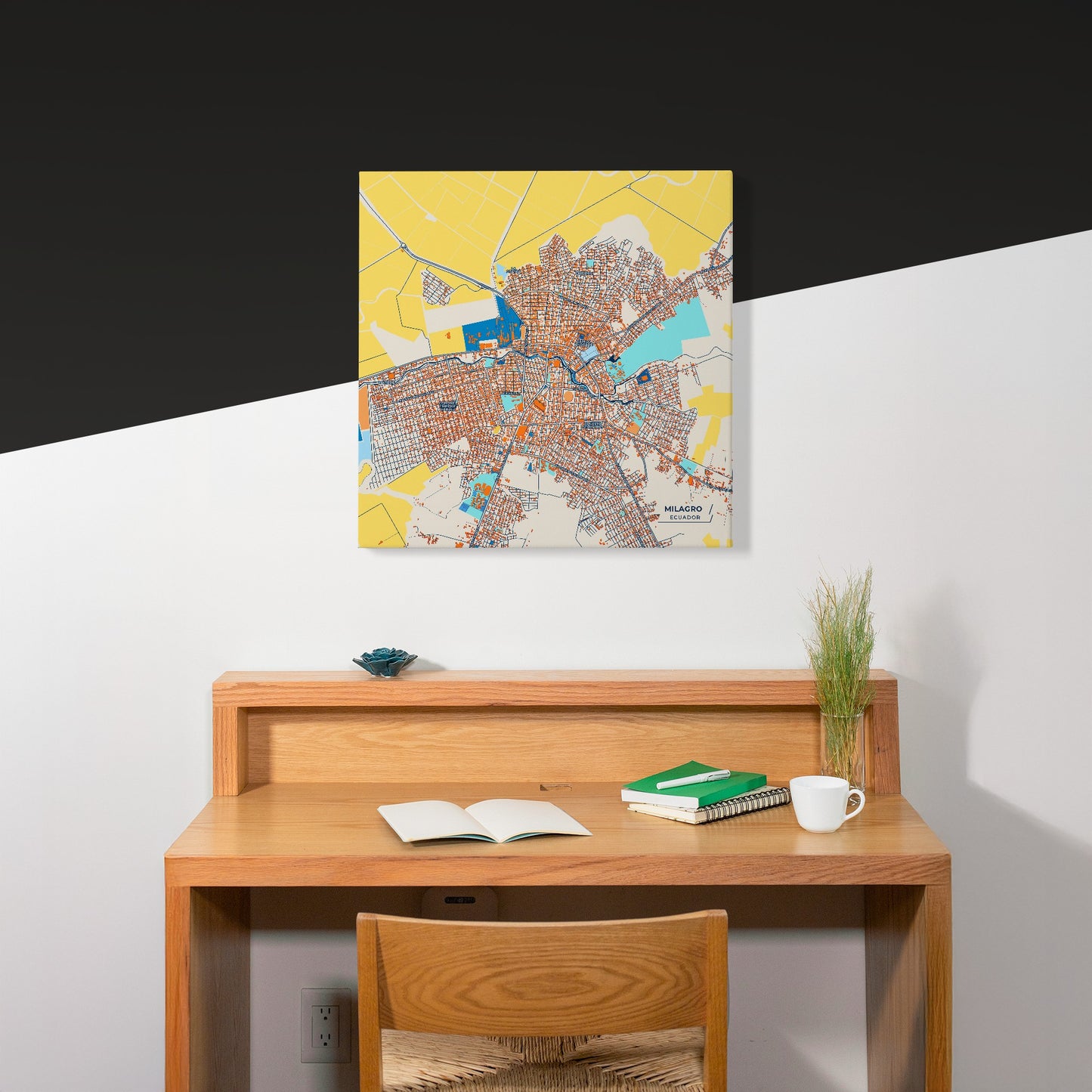 Milagro Ecuador Colorful City Map Canvas Print Scene