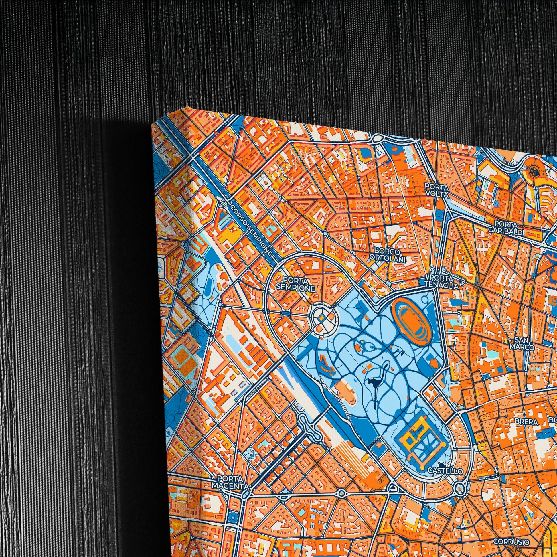 Milano Italy Colorful City Map Canvas Print Detail