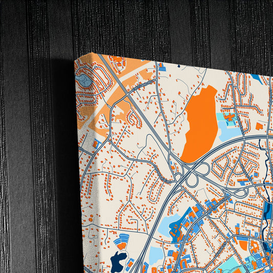 Milford Connecticut Colorful City Map Canvas Print Detail