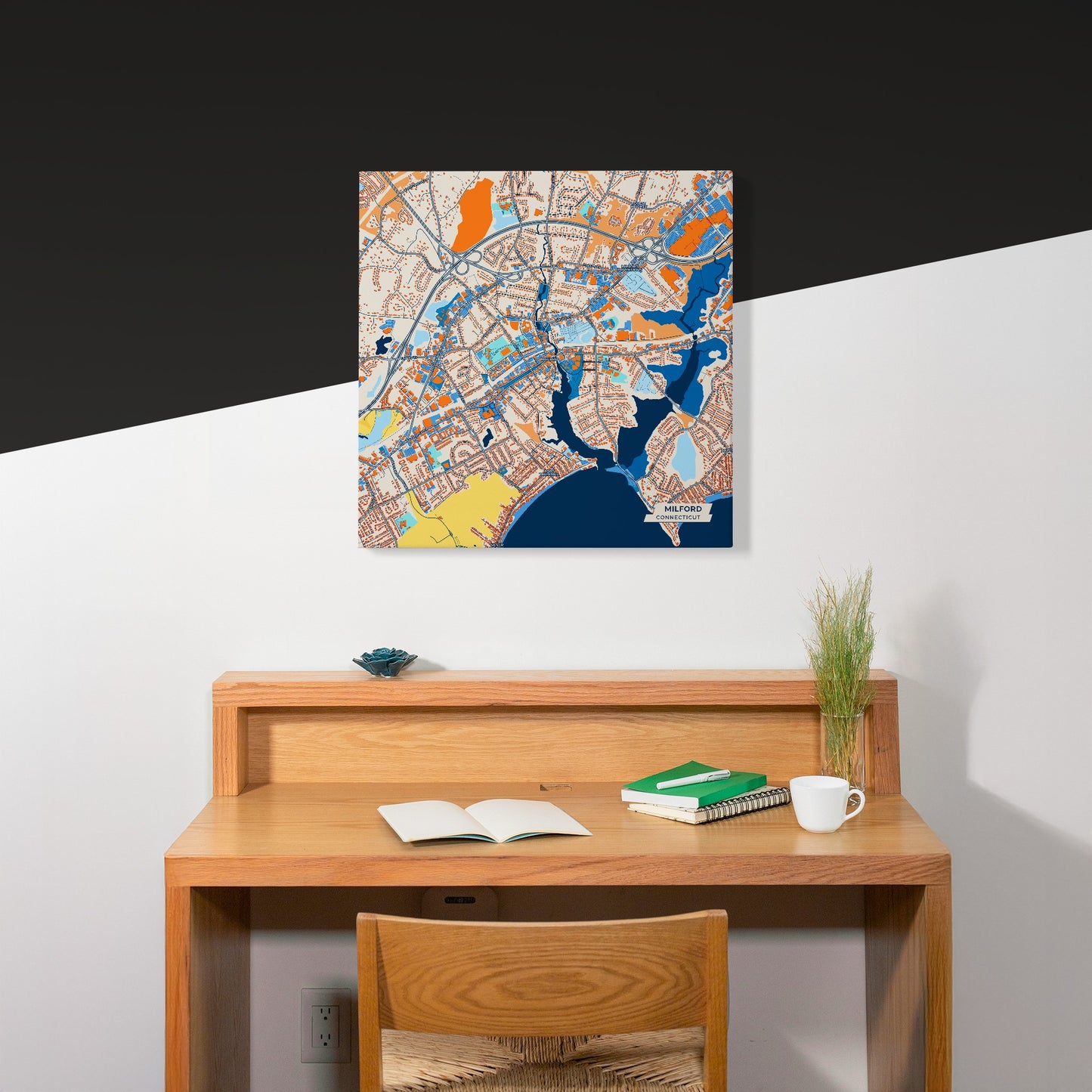 Milford Connecticut Colorful City Map Canvas Print Scene