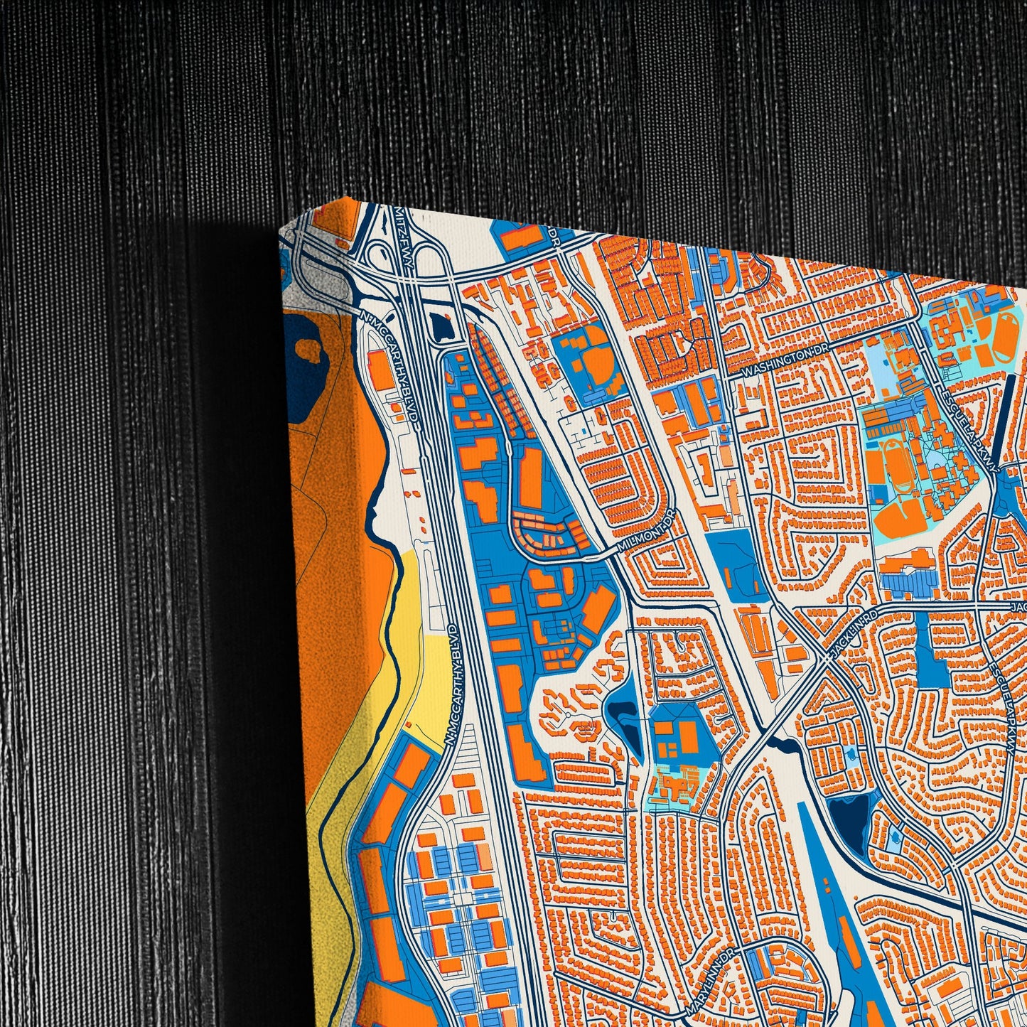 Milpitas California Colorful City Map Canvas Print Detail