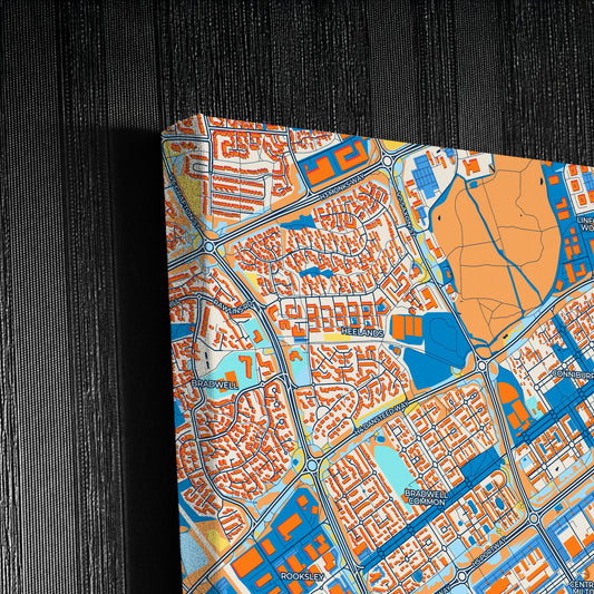 Milton Keynes England Colorful City Map Canvas Print Detail