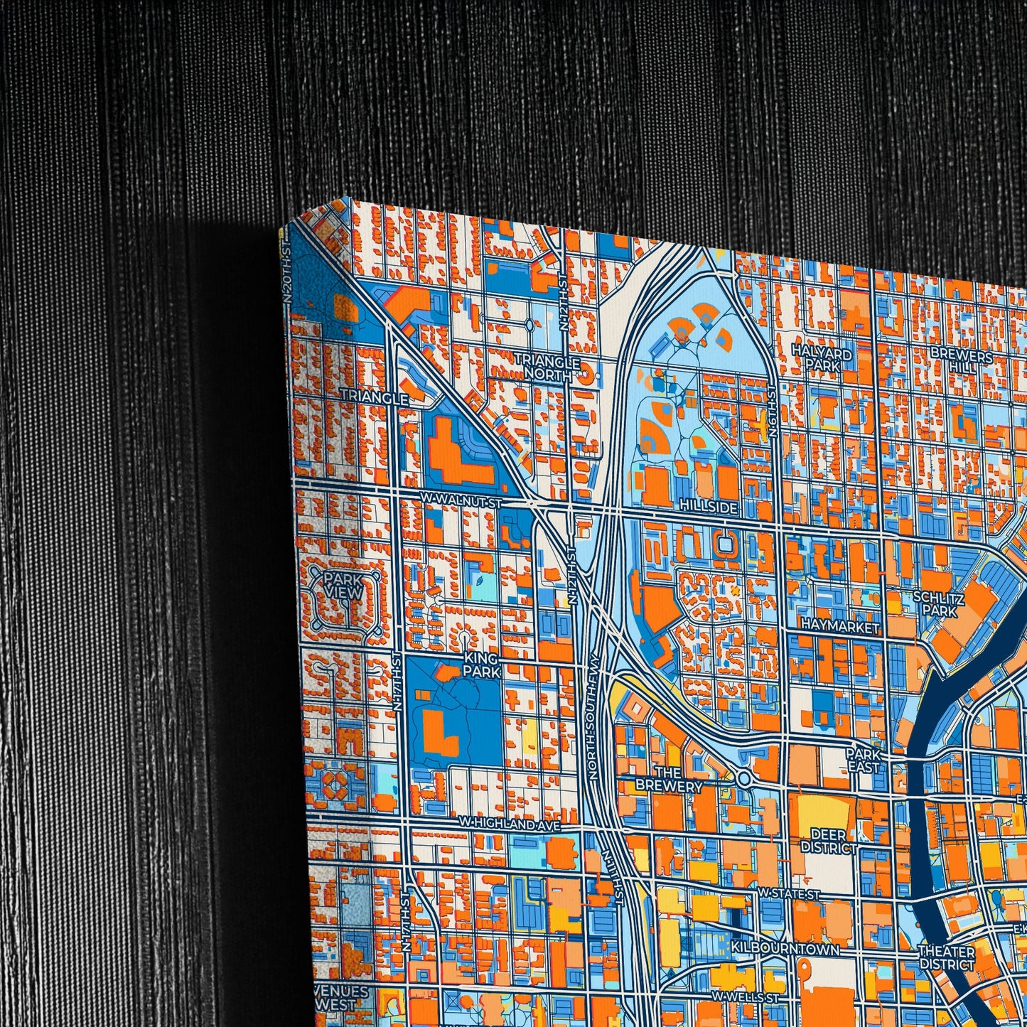 Milwaukee Wisconsin Colorful City Map Canvas Print Detail