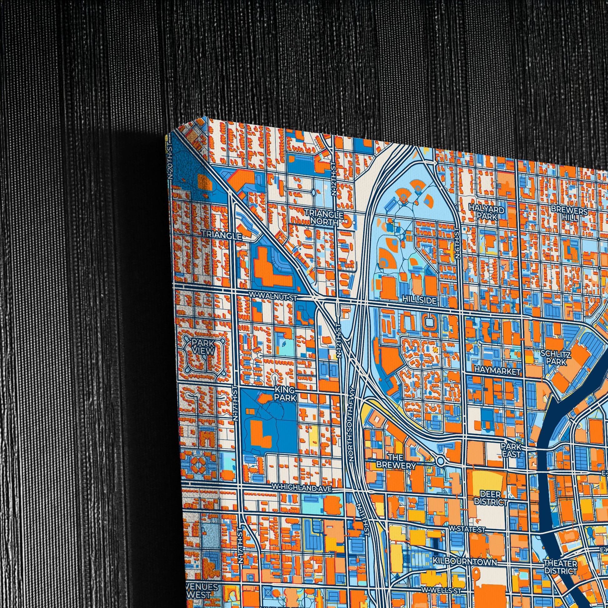 Milwaukee Wisconsin Colorful City Map Canvas Print Detail