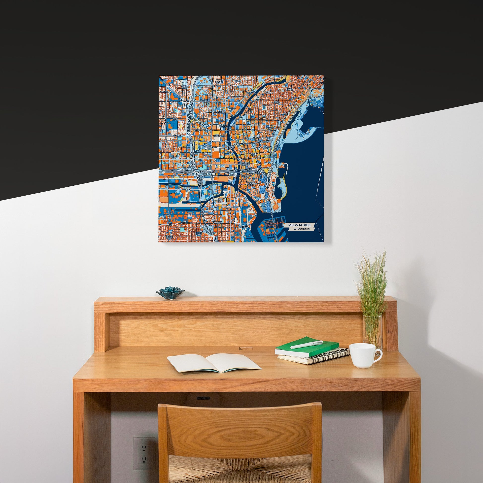 Milwaukee Wisconsin Colorful City Map Canvas Print Scene