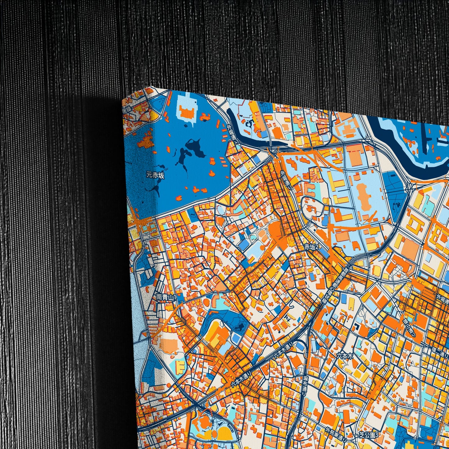 Minato Japan Colorful City Map Canvas Print Detail