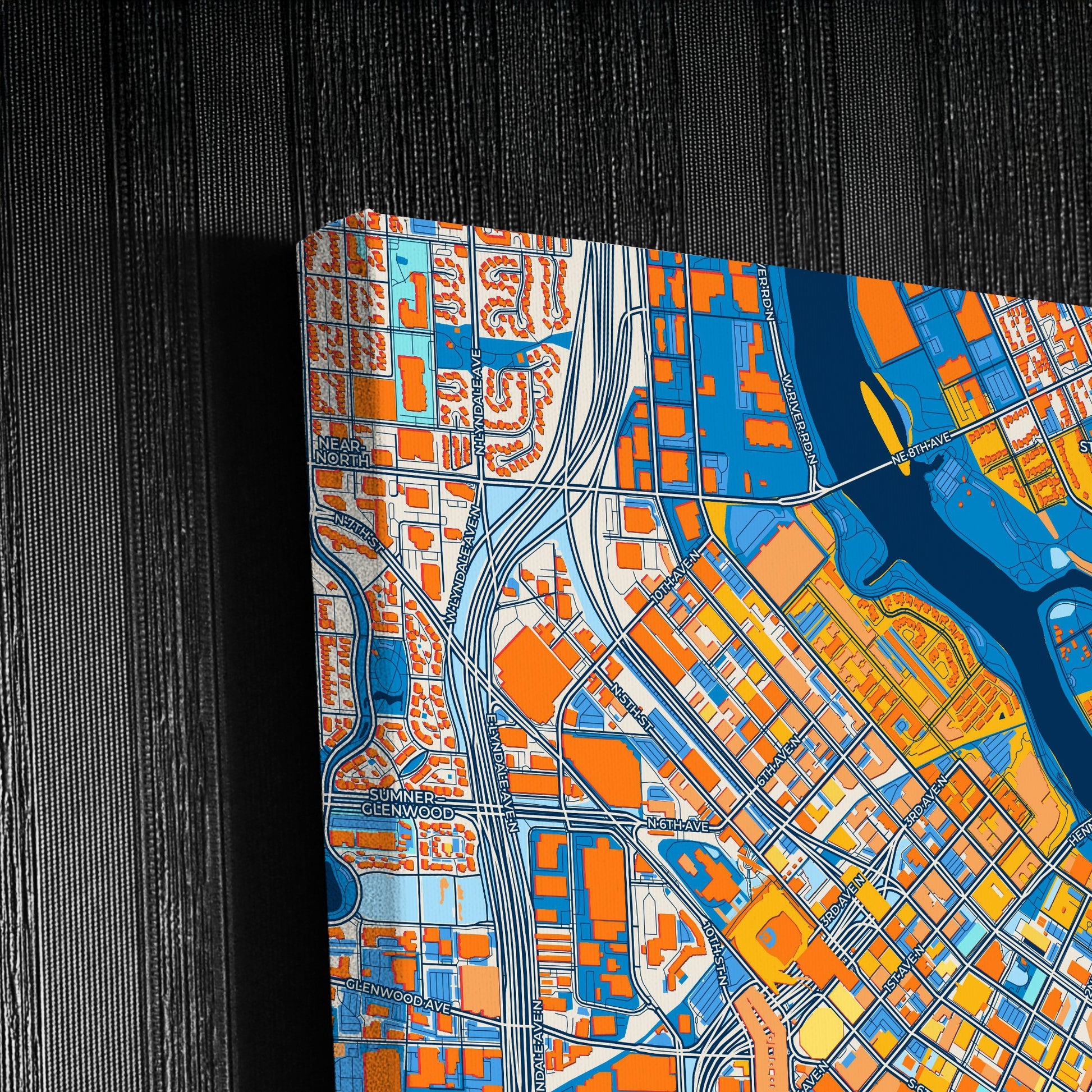 Minneapolis Minnesota Colorful City Map Canvas Print Detail
