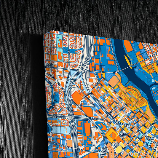 Minneapolis Minnesota Colorful City Map Canvas Print Detail