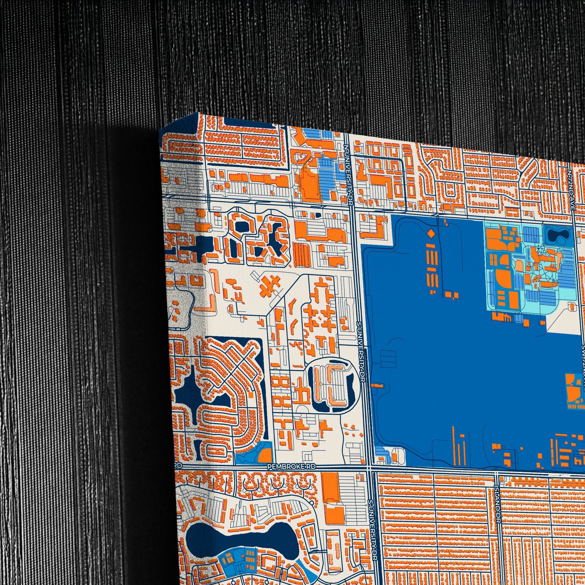 Miramar Florida Colorful City Map Canvas Print Detail