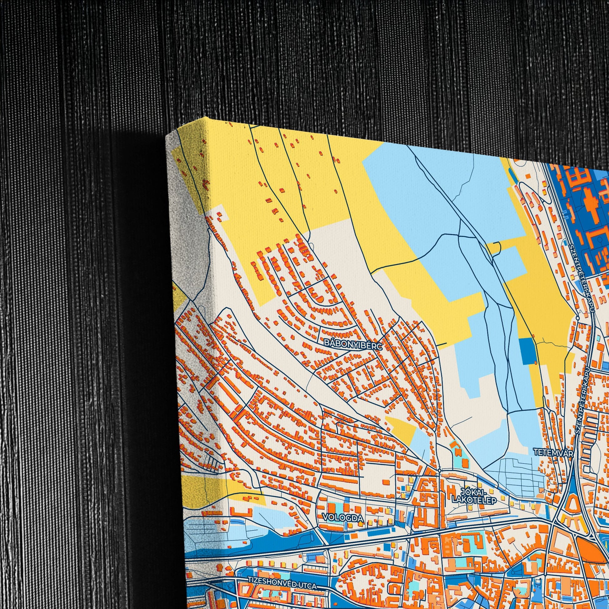 Miskolc Hungary Colorful City Map Canvas Print Detail