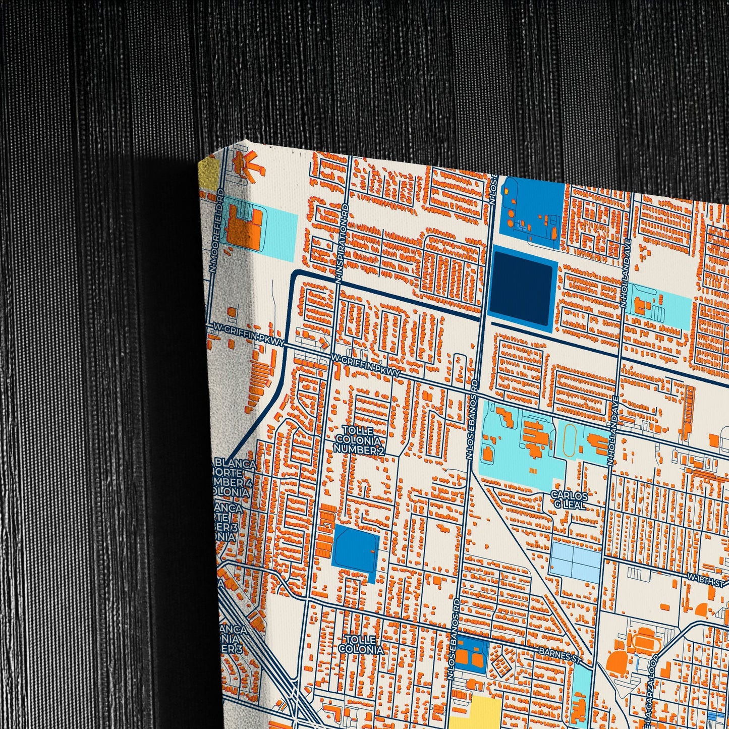 Mission Texas Colorful City Map Canvas Print Detail