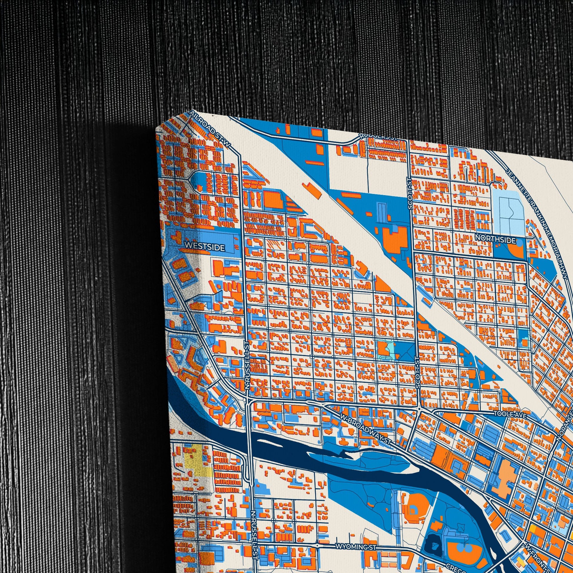 Missoula Montana Colorful City Map Canvas Print Detail