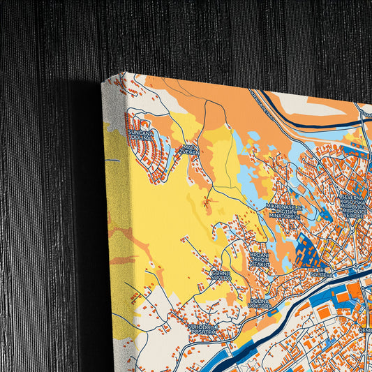 Mitrovicë Kosovo Colorful City Map Canvas Print Detail
