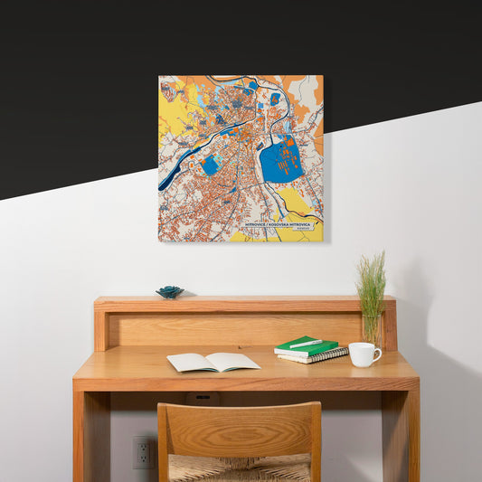 Mitrovicë Kosovo Colorful City Map Canvas Print Scene