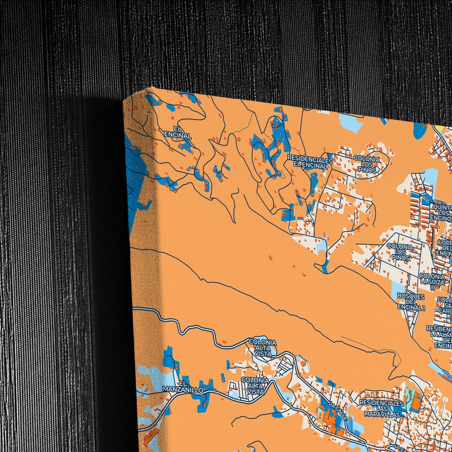 Mixco Guatemala Colorful City Map Canvas Print Detail