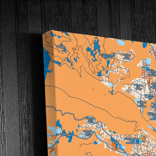 Mixco Guatemala Colorful City Map Canvas Print Detail