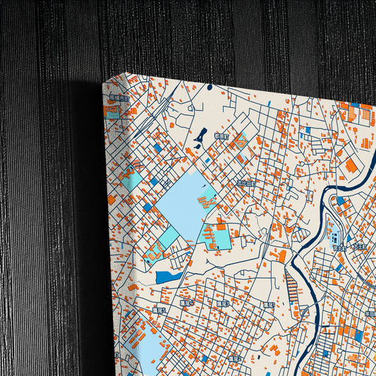 Miyakonojō Japan Colorful City Map Canvas Print Detail