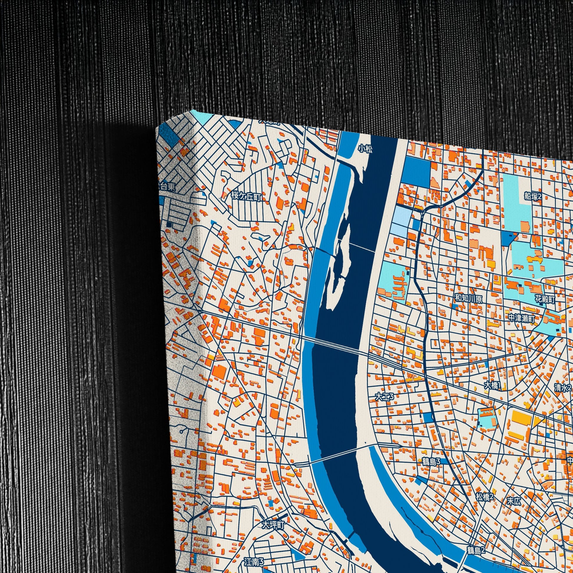 Miyazaki Japan Colorful City Map Canvas Print Detail