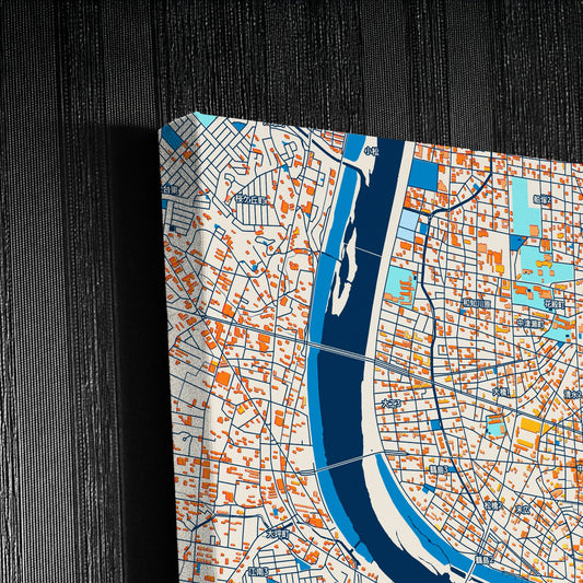 Miyazaki Japan Colorful City Map Canvas Print Detail