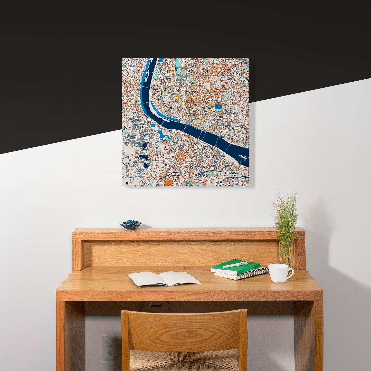 Miyazaki Japan Colorful City Map Canvas Print Scene