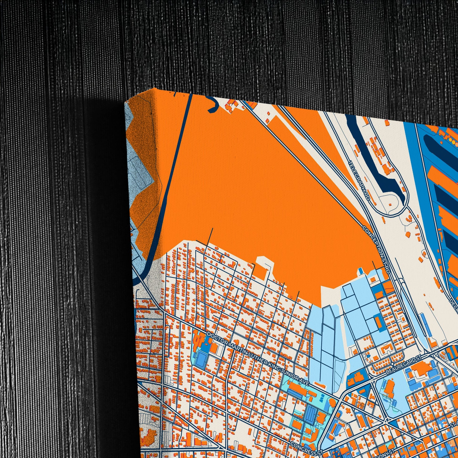 Mobile Alabama Colorful City Map Canvas Print Detail