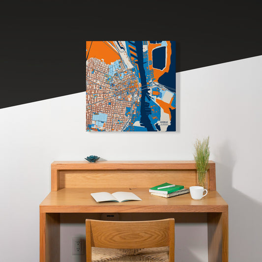 Mobile Alabama Colorful City Map Canvas Print Scene