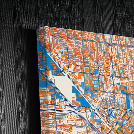 Modesto California Colorful City Map Canvas Print Detail