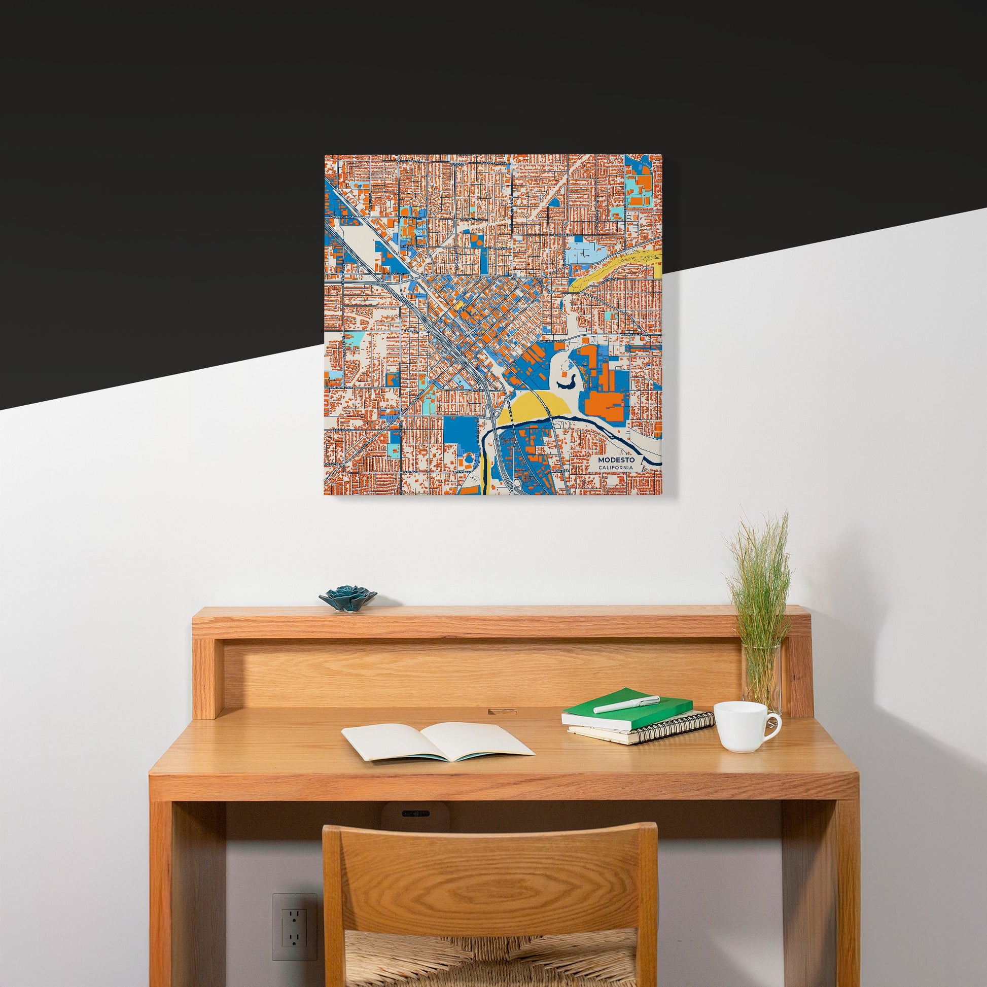Modesto California Colorful City Map Canvas Print Scene
