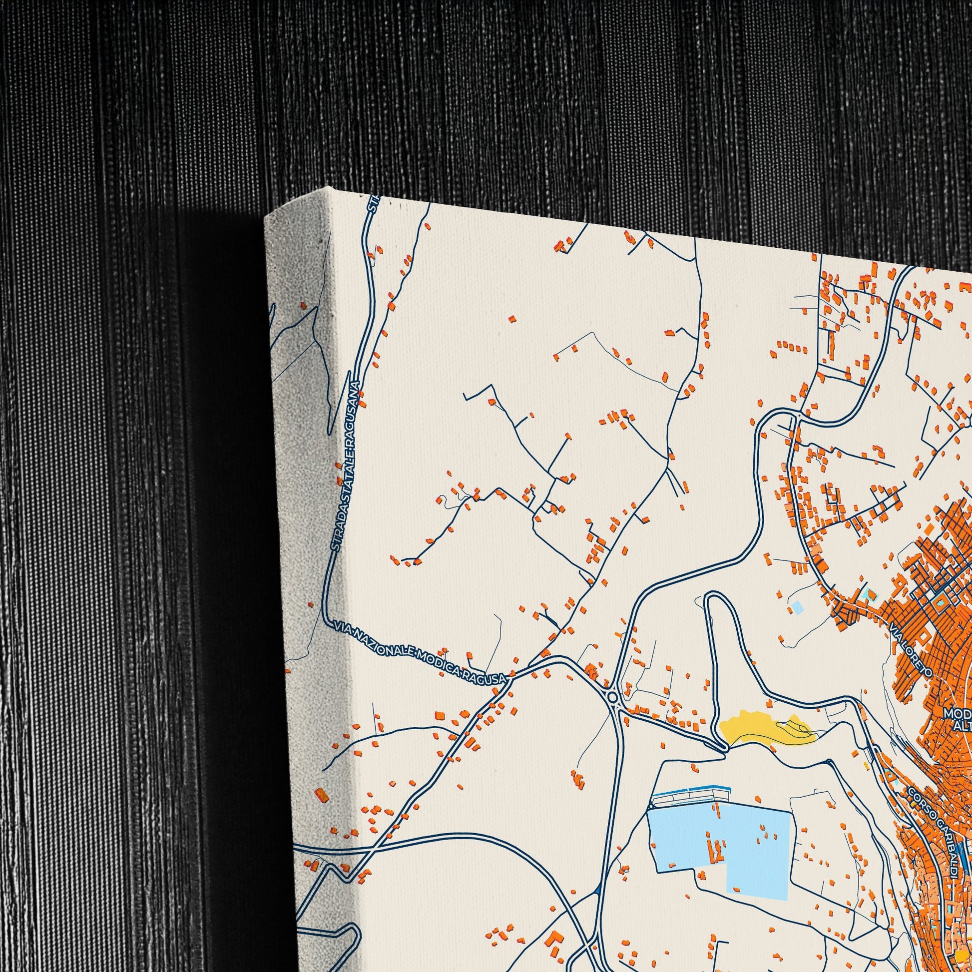 Modica Italy Colorful City Map Canvas Print Detail