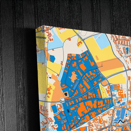 Moers Germany Colorful City Map Canvas Print Detail