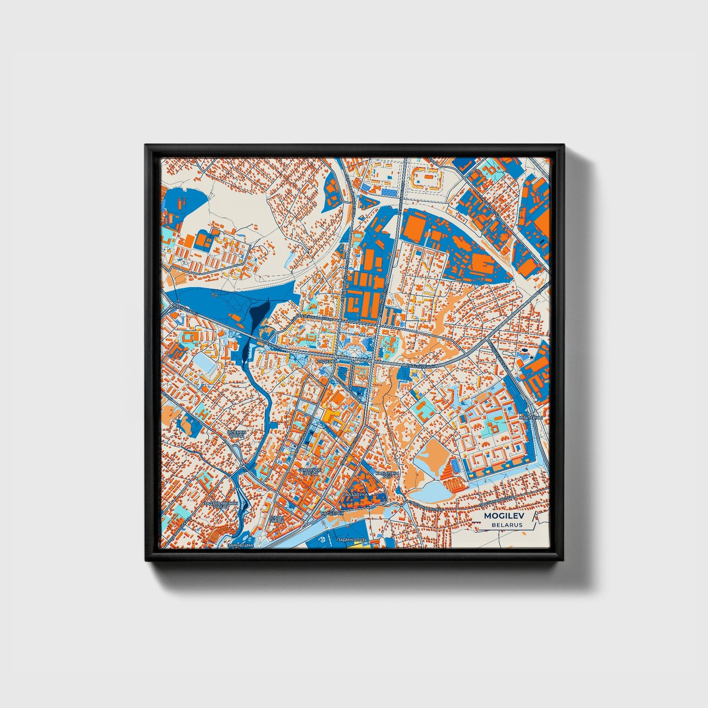 Могілеў Belarus Colorful City Map Canvas Print • Black Framed