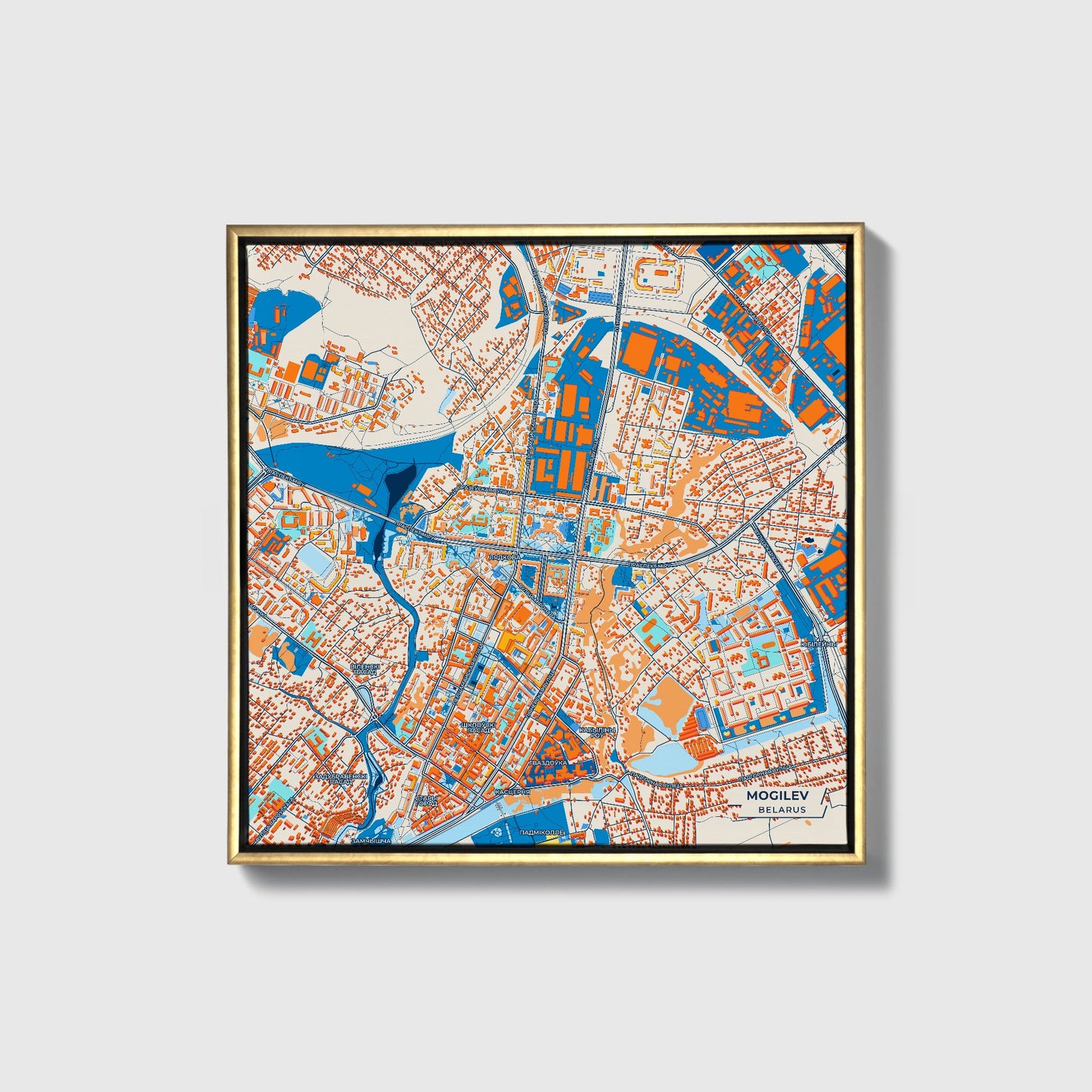 Могілеў Belarus Colorful City Map Canvas Print • Gold Framed